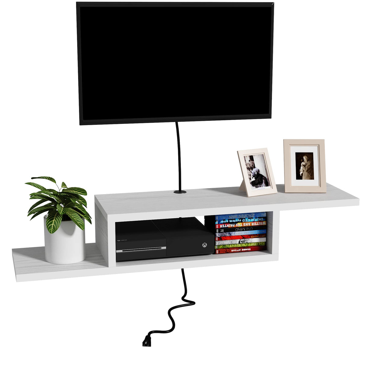 ChooChoo Floating TV Stand Shelf, Wall Mount Entertainment Center Media Console for Living Room, Bedroom, White ChooChoo