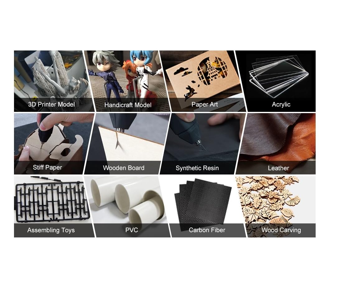 Portable Professional Ultrasonic Cutter 30W 40KHZ for Leather 3D Printing Acrylic Plastic DIY Cutting, with 40pcs Replacement Knife and Fixtures Generic