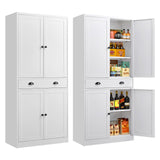 71" Kitchen Pantry Cabinet, Metal Storage Cabinets with Adjustable Shelves and Drawer, White Pantry Cabinets, 4 Doors Metal Pantries Cabinet for Kitchen, Dining Room, Living Room - Assembly Required MetalMax