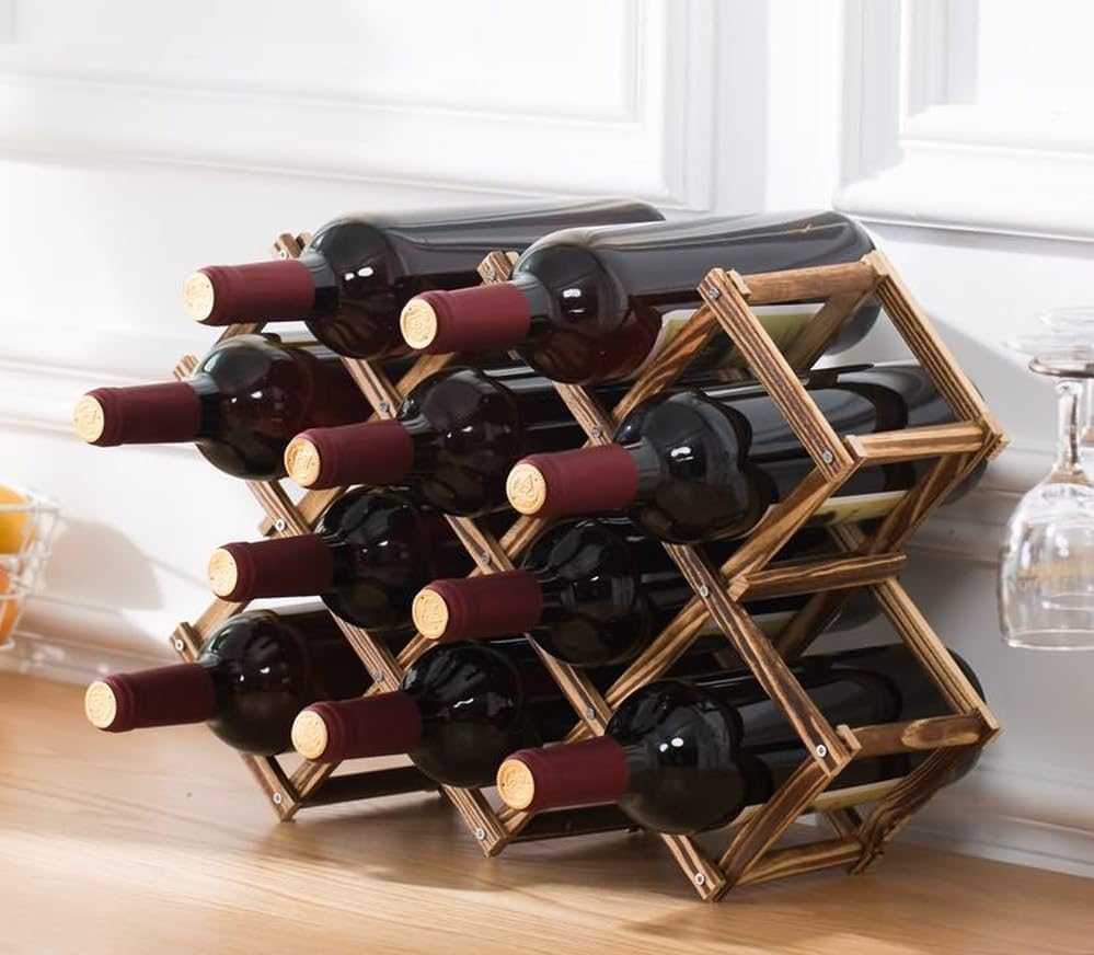 LoongZDD Freestanding Stackable Wine Rack Organizer for Countertop and Cabinets with Foldable Design and Scratch-Resistant Protector LoongZDD