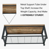 FOLUBAN Entryway Bench, Modern Shoe Storage Bench, Rustic Wood and Metal Entry Bench for Hallway Front Door Entrance, Industrial Indoor Bench for Bedroom Living Room, Oak, 43.3 Inch FOLUBAN