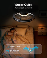 Lumary Smart Ceiling Fan Light with 2200K Nightlight, WiFi & Bluetooth Low Profile Ceiling Fan with Light Remote for Bedroom, RGBAI & 42 Scenes Mode, Flush Mount Easy to Install, 5000 LM, 19in Black Lumary