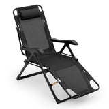 Athena Collection Zero Gravity Outdoor Lounge Chair Recliner, 27" Width Reclining Pool Lounge Lawn Chairs with Headrest and Curved Armrest, Outdoor Chaise for Beach Patio Backyard Outside, Black Athena Collection
