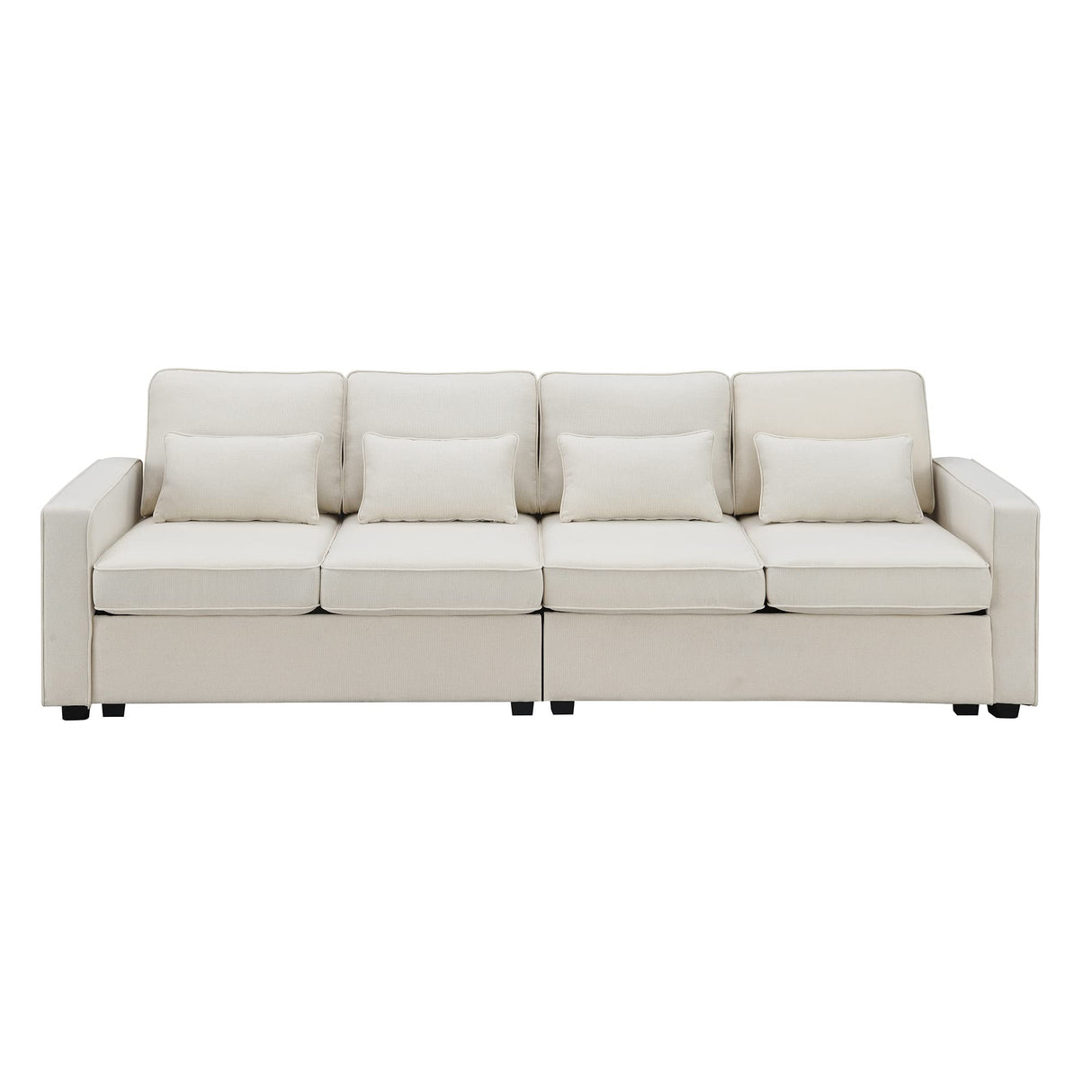 Harper & Bright Designs 104" 4-Seater Modern Linen Fabric Sofa with Armrest Pockets and 4 Pillows,Minimalist Style Couch for Living Room, Apartment, Office,3 Colors Harper & Bright Designs