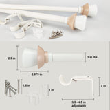SKYPLUS LIVING Nordic Style White Single Curtain Rod Set with Decorative Finials, 36-72 inch, Standard Single Drapery Rod for 1 Pack, 1 Inch diameter, Adjustable Length (36-72'', White) SKYPLUS LIVING