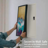 Hidden Gun Safe In Wall Long Gun Safe, 53" Wall Safe Gun Cabinet Safe in Wall, Rifle Gun Safe for Home Office Rifle and Pistols, Quick Access Security Cabinet Gun Storage Cabinet with Removable Shelf kingwolfox