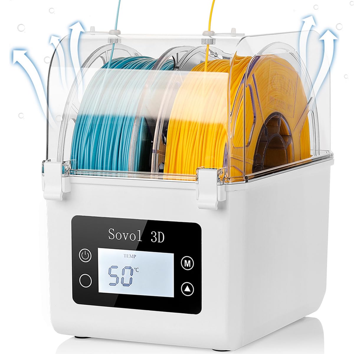 Sovol Filament Dryer 2024, SH01 Filament Dehydrator 3D Printer Spool Holder with Upgraded Fan, Dry Box for Keeping Filament Dry, Compatible with 1.75mm, 2.85mm Filament & PLA PETG TPU ABS - WoodArtSupply