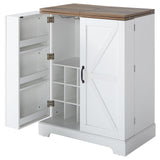 AMERLIFE 61" Farmhouse Bar Cabinet with 9 Wine Racks, Folding Storage Wine Liquor Cabinet, Expandable Coffee Bar Station with Drawer, Mini Bar, Home Bar for Kitchen Dining Room, Rustic White AMERLIFE