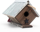 Cedar Wren House, Metal Roof Bird House for Wrens and Chickadees. Longime Lasting and Easy Cleaning; 5 Years Outdoor Performance, Weatherable. Wooden Birdhouse Bird House Langxinese
