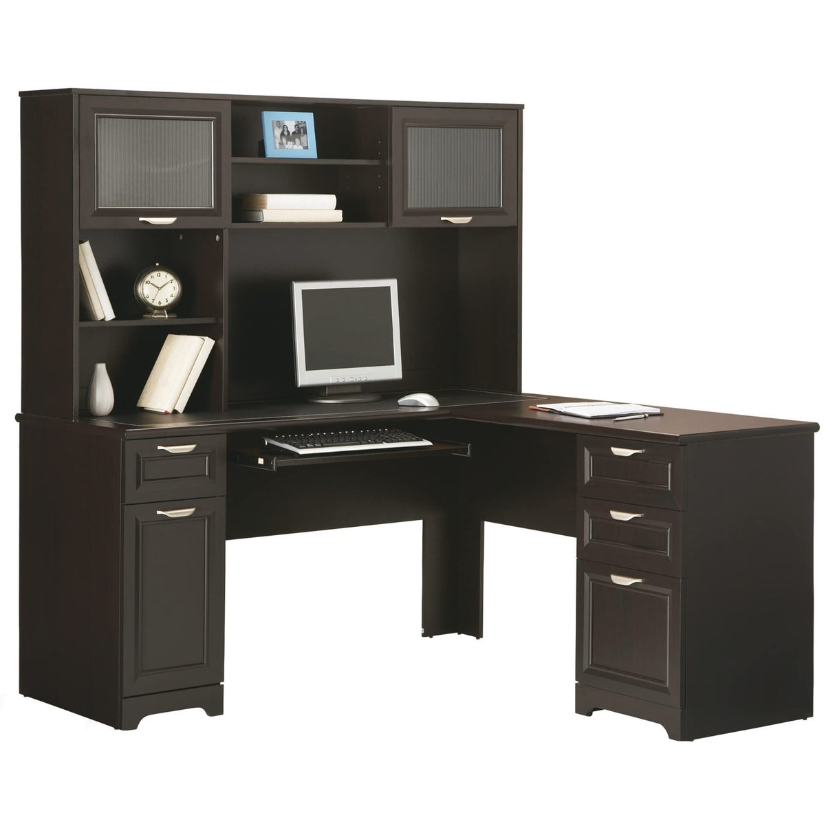 Realspace® Magellan 59"W L-Shape Corner Desk, Espresso Realspace