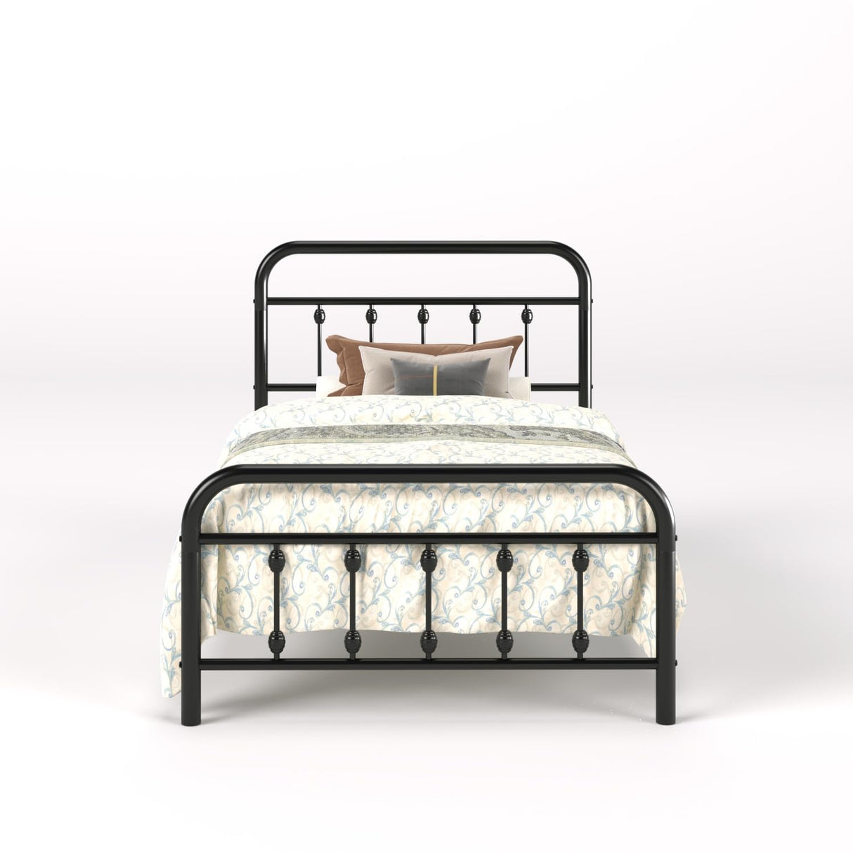 SHA CERLIN Twin Size Metal Platform Bed Frame with Victorian Style Iron-Art Headboard and Footboard, Easy Assembly, Under Bed Storage, No Box Spring Required, Black SHA CERLIN