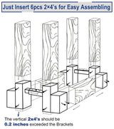 Artibear Depth Adjustable Firewood Rack Brackets for Outdoor, 2x4 Wood Storage Holder Kit for Indoor Fireplace, 2 Packs (2x4s not Include) Artibear