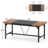 Unikito Large Computer Desk, 63 x 31.5 Inch Long Office Desks, Premium Sturdy 2 Person Desk, 1.4” Thick Study Writing Table, Modern Laptop Computer Table for Home Office Workstation, Rustic Brown Unikito