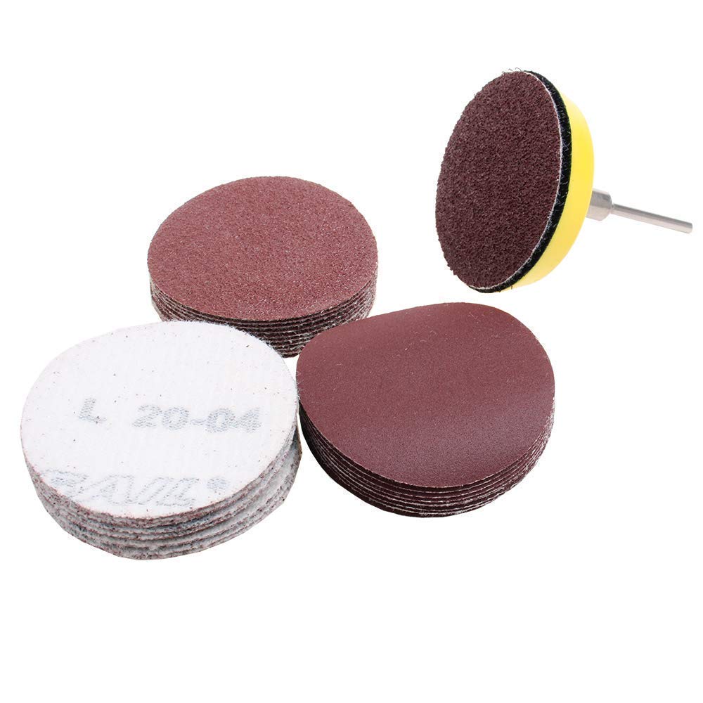 AUTOTOOLHOME 100 Pack 2 inch Sanding Discs Kit with Polishing Pads Plate 40 60 80 100 120 150 180 240 320 400 Grit Sandpapers for Drill Grinder Rotary Tool AUTOTOOLHOME