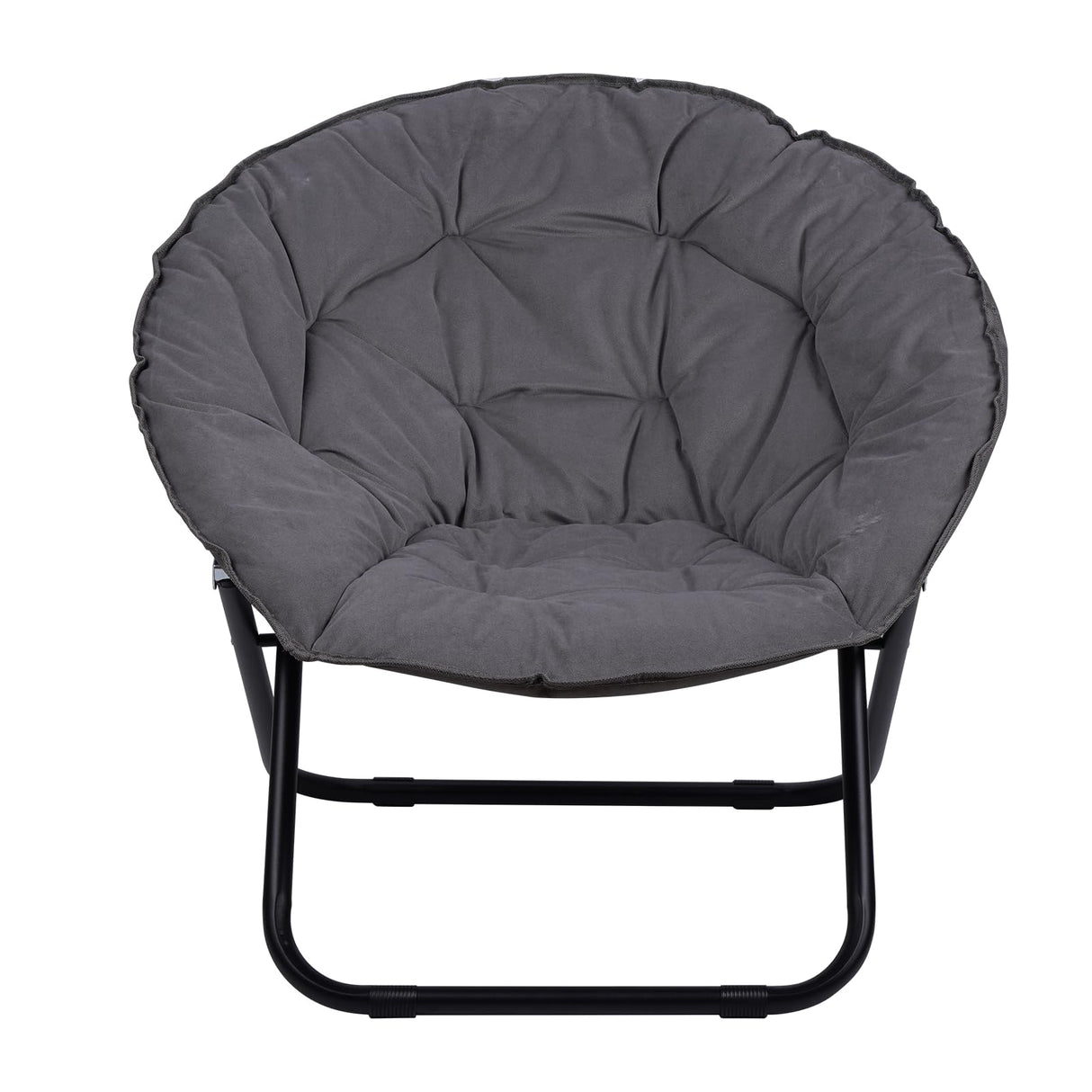 Folding Faux Fur Saucer Chair,Portable Folding Soft Moon Chair for Bedroom, Dorm Rooms, Apartments, Lounging, Garden and Courtyard, Grey Grezone