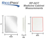 RecPro RV Bathroom Medicine Cabinet | 16” W x 22” H | Two Shelves | Frameless Polished Edge Mirror | Made in USA | White RecPro
