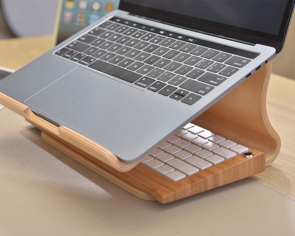 SAMDI Wood Laptop Stand for Desk,Laptop Holder Stand,Wooden Cooling Computer Holder,Suitable for Most laptops Heat Dissipation Shelf (Walnut) SAMDI