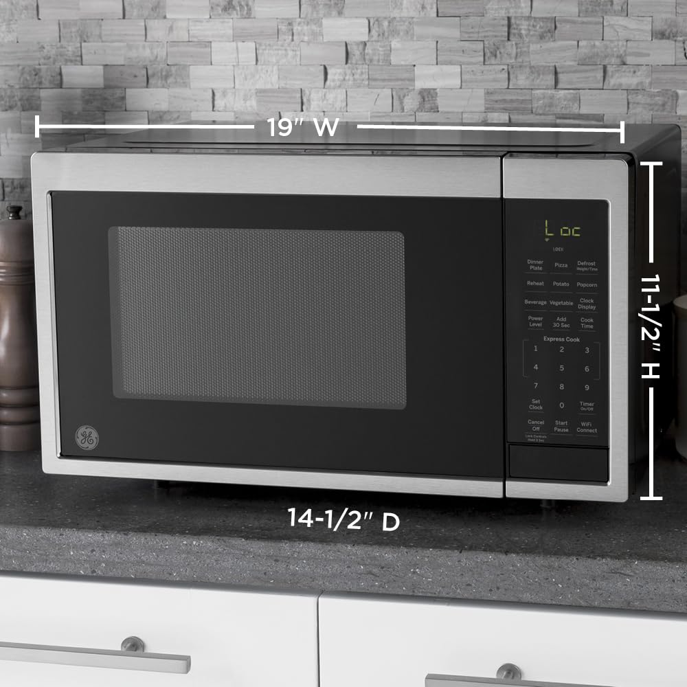 GE Smart Countertop Microwave Oven | Complete with Scan-to-Cook Technology and Wifi-Connectivity | 0.9 Cubic Feet Capacity, 900 Watts | Home & Kitchen Essentials | Stainless Steel GE