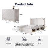 ijuicy Murphy Bed Queen with Foam Mattress, Convenient Murphy Bed Cabinet with Charging Station & Storage Board, Bed That Folds into Cabinet with Large Storage Drawer for Bedroom,Guest Room(White) ijuicy