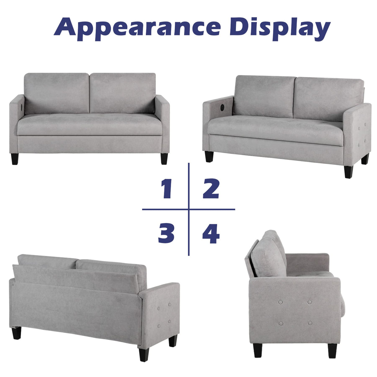 STHOUYN Comfy Loveseat Sofa Small Grey Couch Small Spaces, Small Love Seat Bedroom, Mid Century Modern Couches Living Room Dorm Office, 2 Seater Tufted Sofas, 57”W (Light Grey (Love seat)) STHOUYN