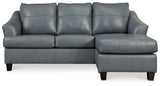 Signature Design by Ashley Genoa Modern Leather Sectional Sofa Couch with Chaise Lounge, Blue Signature Design by Ashley