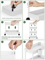 LEHOM Slim Rolling Storage Cart - 4 Tiers Bathroom Organizer Utility Cart Slide Out Storage Shelves Mobile Shelving Unit for Kitchen, Bedroom, Office, Laundry Room, Small Narrow Spaces (Pear White) LEHOM