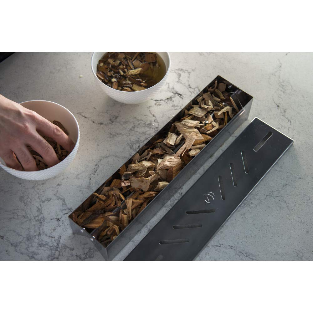 Napoleon Stainless Steel Smoker Box 67013 Add Smoky Flavor to BBQ, Easily Turn Gas Grill Into Smoker, Add Wood Chips or Chunks to Smoke Food on Barbecue 16.25 x 2.54 x 3.5 Napoleon