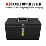 Peastorm Small Steel Metal Tool Box, Lockable Storage Box for Storing Valuable Items, Office Documents, Garage Tools (12" Black) peastorm