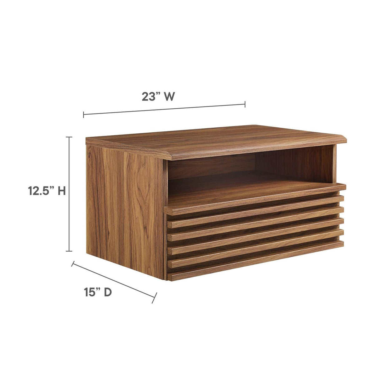 Modway Render Mid-Century Modern, Wall-Mount Nightstand, Walnut Modway