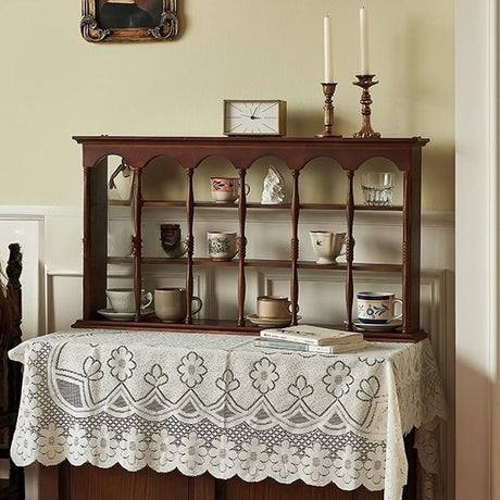 Qivzixamjr Vintage Wall-Mounted Curio Case, Wooden Coffee Cup Display Rack, Shadow Box Display Stands, Wall or Desk Top Storage Rack for Bedroom, Living Room, Kitchen(Brown) Qivzixamjr