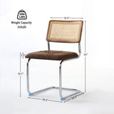 GrandNoor Brown Rattan Dining Chairs Set of 4,Wooden Mid-Century Modern Kitchen Chairs, Mesh Back Cane Dining Room Chairs, Cesca Design Chairs with Metal Chrome Legs GrandNoor