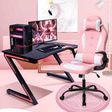 Gaming Chair for Adult, Kids Pink Office Desk Chair Ergonomic High Back Computer Chair with Lumbar Support Flip-up Arms Headrest PU Leather Swivel Task Chair for Girls Dkeli