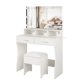 Vabches Makeup Vanity with Lighted Mirror & Power Outlet, White Vanity Set Vanity Desk, Clearance Makeup Vanity 3 Lighting Colors, Brightness Adjustable, 31.5in(W) Vabches