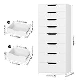 FACBOTALL Tall White Dresser, 8 Drawer Dresser with Groove Handles, White Tall Dressers, Modern Chest of Drawers with Large Storage Space for Home Office FACBOTALL