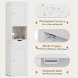 Shintenchi Tall Bathroom Storage Cabinet, Slim Corner Floor Cabinet with Doors and Drawer, Freestanding Narrow Bathroom Organizer with Adjustable Shelves for Small Space, White Shintenchi