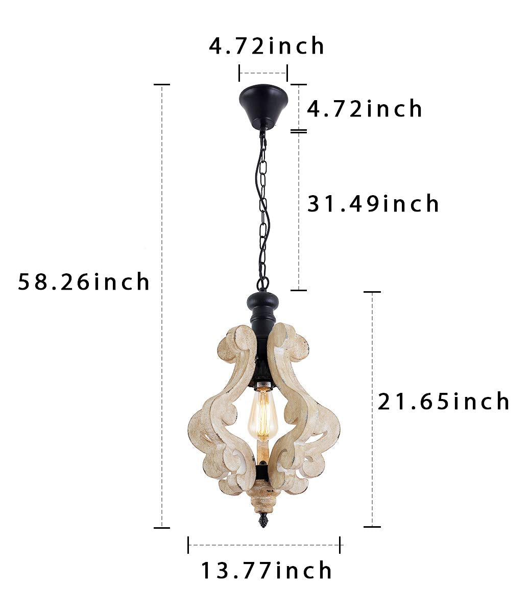 PUUPA Kitchen Light Fixtures,Farmhouse Pendant Light Single Adjustable Rustic Wooden Hanging Island Chandelier PUUPA