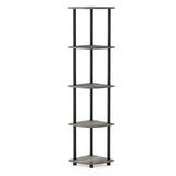 Furinno Turn-N-Tube 5 Tier Corner Display Rack Multipurpose Shelving Unit, 1-Pack, French Oak Grey/Black Furinno