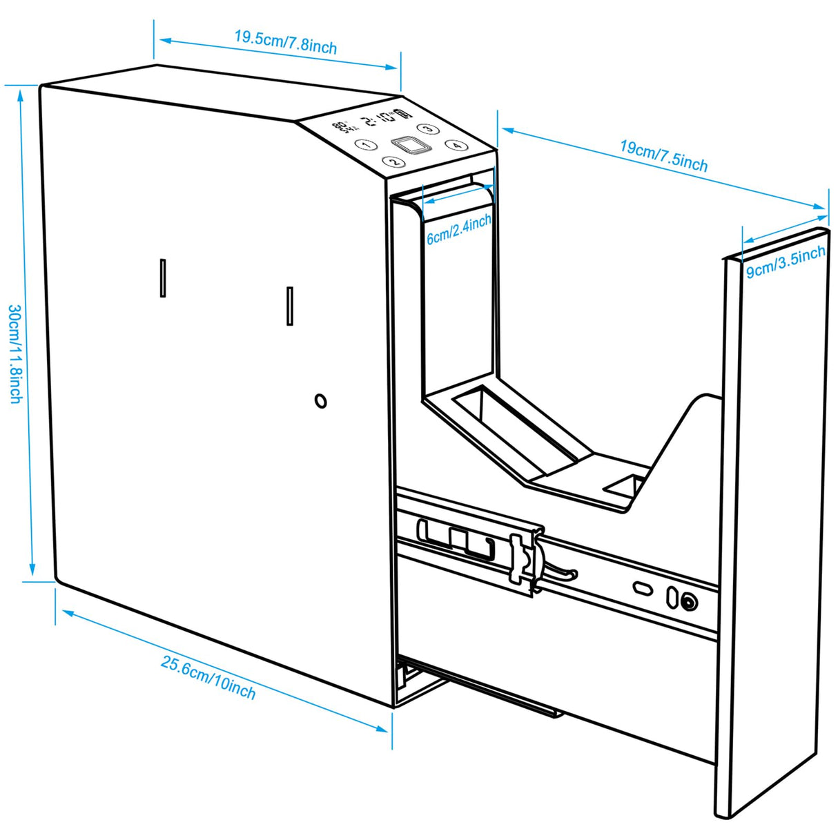 Biometric Slider Handgun Gun Safe with LCD Screen of Temp Humidity Time for Nightstand, Desk, Bed Side, Wall, Truck LANGGER V