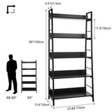 Homdox 5 Tier Ladder Shelf, Industrial Bookshelf Wood and Metal Bookcase, Plant Flower Stand Rack Book Rack Storage Shelves for Home Decor Homdox