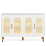 Tribesigns 55" Accent Cabinet with 4 Doors and Shelves, Modern Credenza Storage Cabinet with Acrylic Glass Doors, White Display Cabinet for Living Room, Bedroom, Kitchen, Dining Room, Hallway Tribesigns