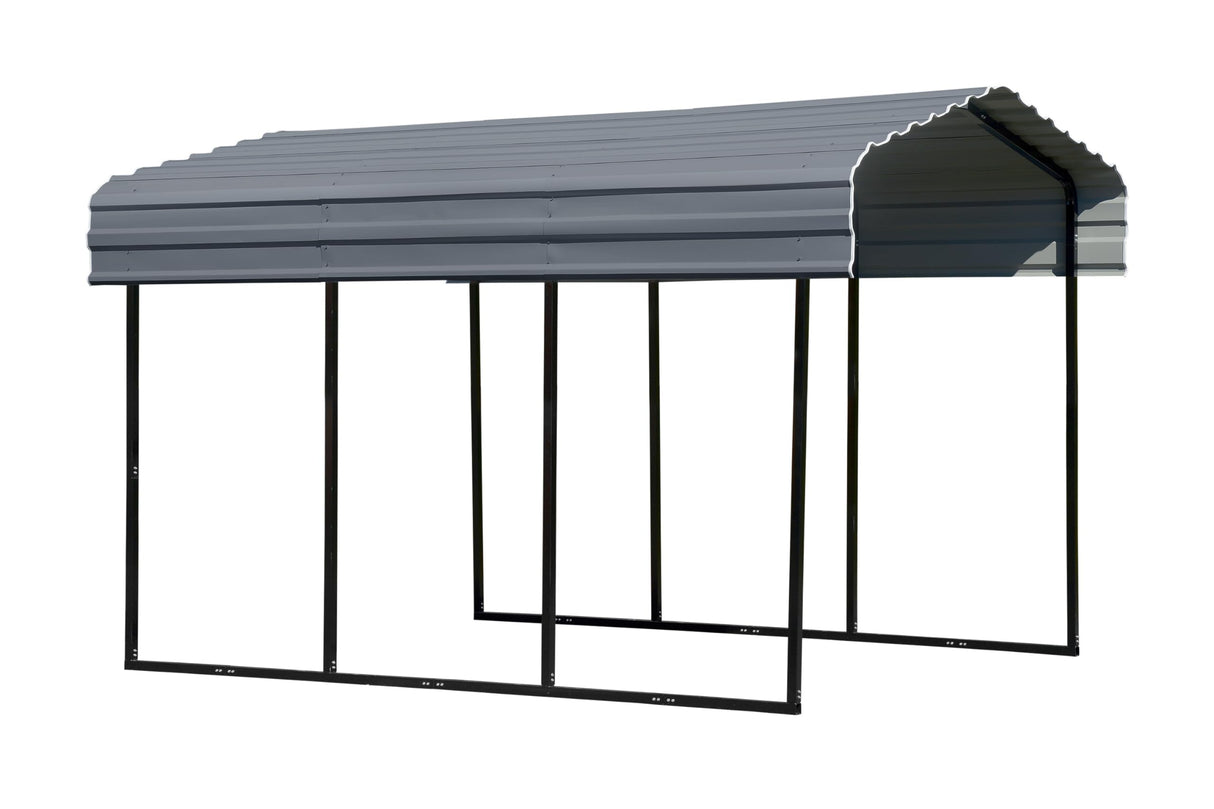 Arrow Carports Galvanized Steel Carport, Compact Car Metal Carport Kit, 10' x 15' x 9', Charcoal Arrow Shed