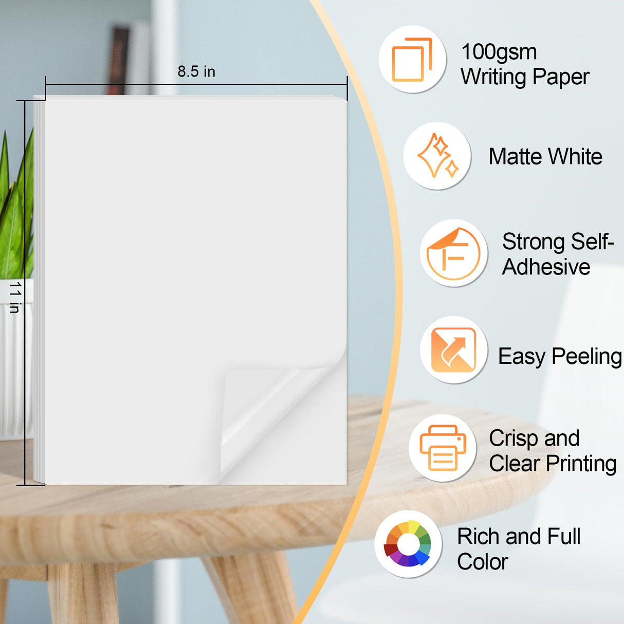 Printable Sticker Paper for Inkjet Printer, 40 Sheets 8.5" x11” Matte Sticker Printer Paper Full Sheet Labels, Sticker Paper for Printer Sticker Labels, for Laser/Inkjet Printers, Letter Size Joyberg