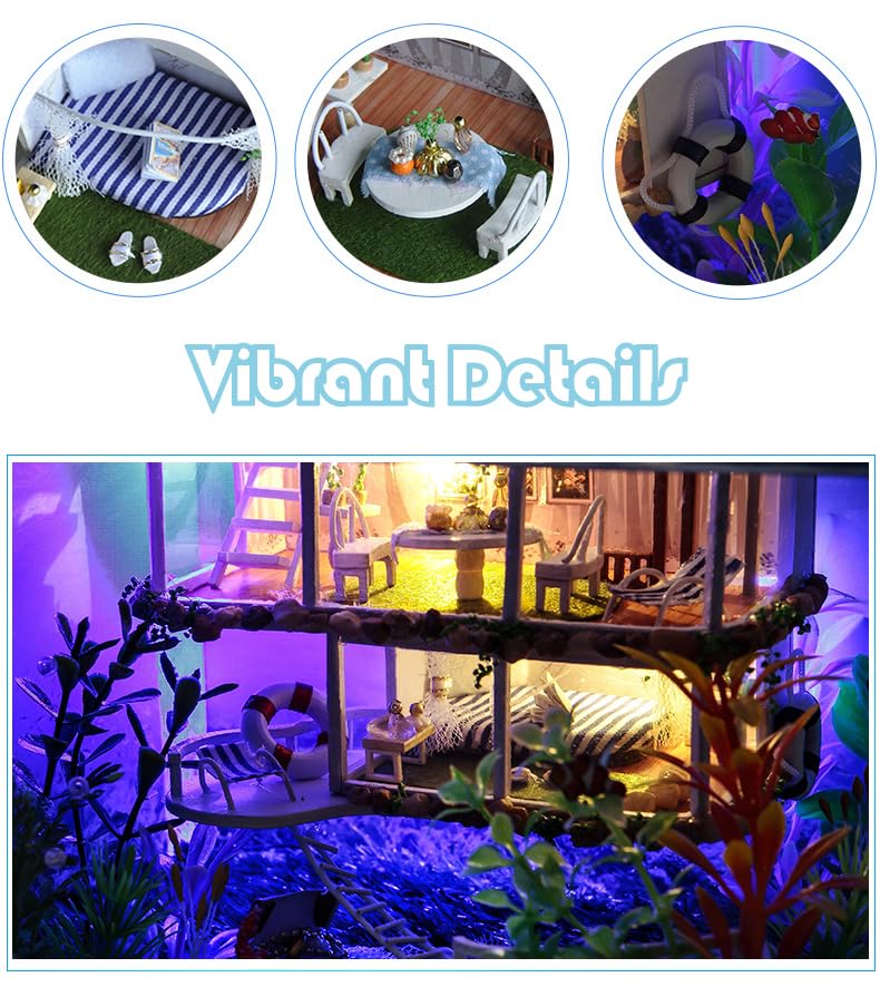 RHZN Miniature House Kit, Dollhouse Kit, Miniature Kit, DIY Mini House Building Kit for Adult Teen, Holidays in Hawaii RHZN