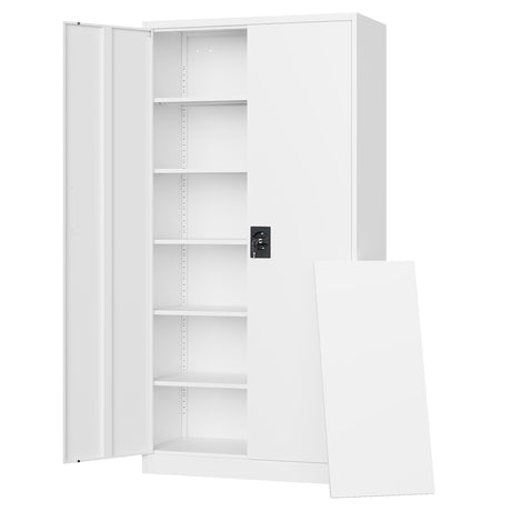 Letaya Metal Garage Storage Cabinets with Lock Door and Adjustable Shelves, Steel Tool Cabinets for Home,Office,Warehouse Organisieren (White, 72" H) Letaya
