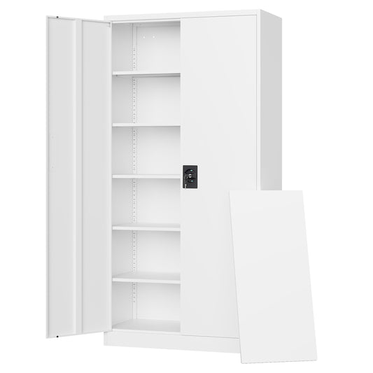 Letaya Metal Garage Storage Cabinets with Lock Door and Adjustable Shelves, Steel Tool Cabinets for Home,Office,Warehouse Organisieren (White, 72" H) - WoodArtSupply