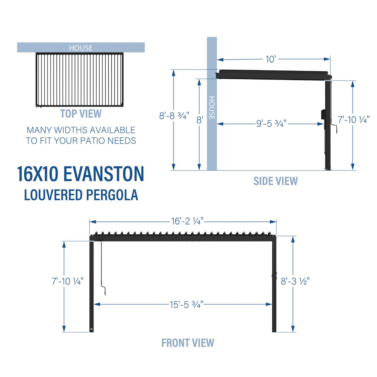 Backyard Discovery Evanston 16'x10' Galvanized Steel Wall-Mounted Louvered Pergola Kit with Adjustable Roof, Shade, Rain Protection, High-Wind Rating, PowerPort, Gutter System for Outdoor Patio, Deck Backyard Discovery