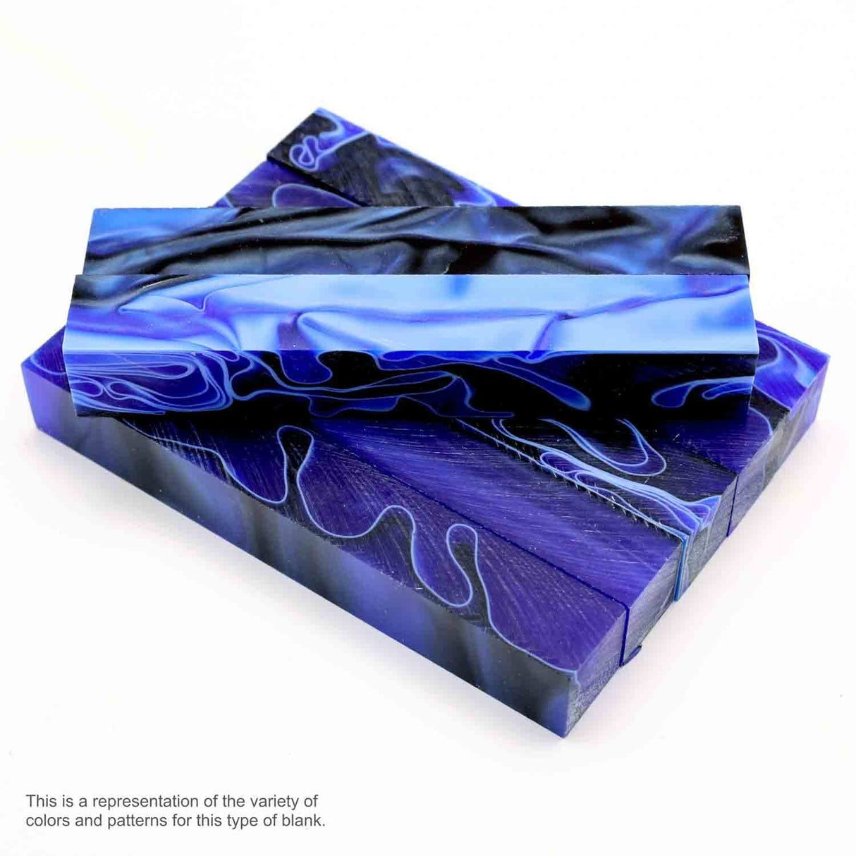 Legacy Woodturning, Acrylic Pen Blank, Royal Blue and Black Swirl with White Lines, 5" x 3/4" x 3/4", 7 Pack Legacy Woodturning