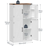 HOOBRO Bathroom Storage Cabinet, Farmhouse Freestanding Floor Cabinet with 2 Extra Hidden Storage Doors, Adjustable Shelves, Large Capacity, Easy Assembly, 11.8 x 23.6 x 43.5 Inches, White and Walnut HOOBRO