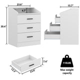 Gyfimoie 3 Drawer Dresser for Bedroom with Power Outlet, White Dresser with LED Light, Modern Dressers with Open Storage Cubby, Chest of Drawers Storage Organizer for Hallway, Living Room (White)… Gyfimoie