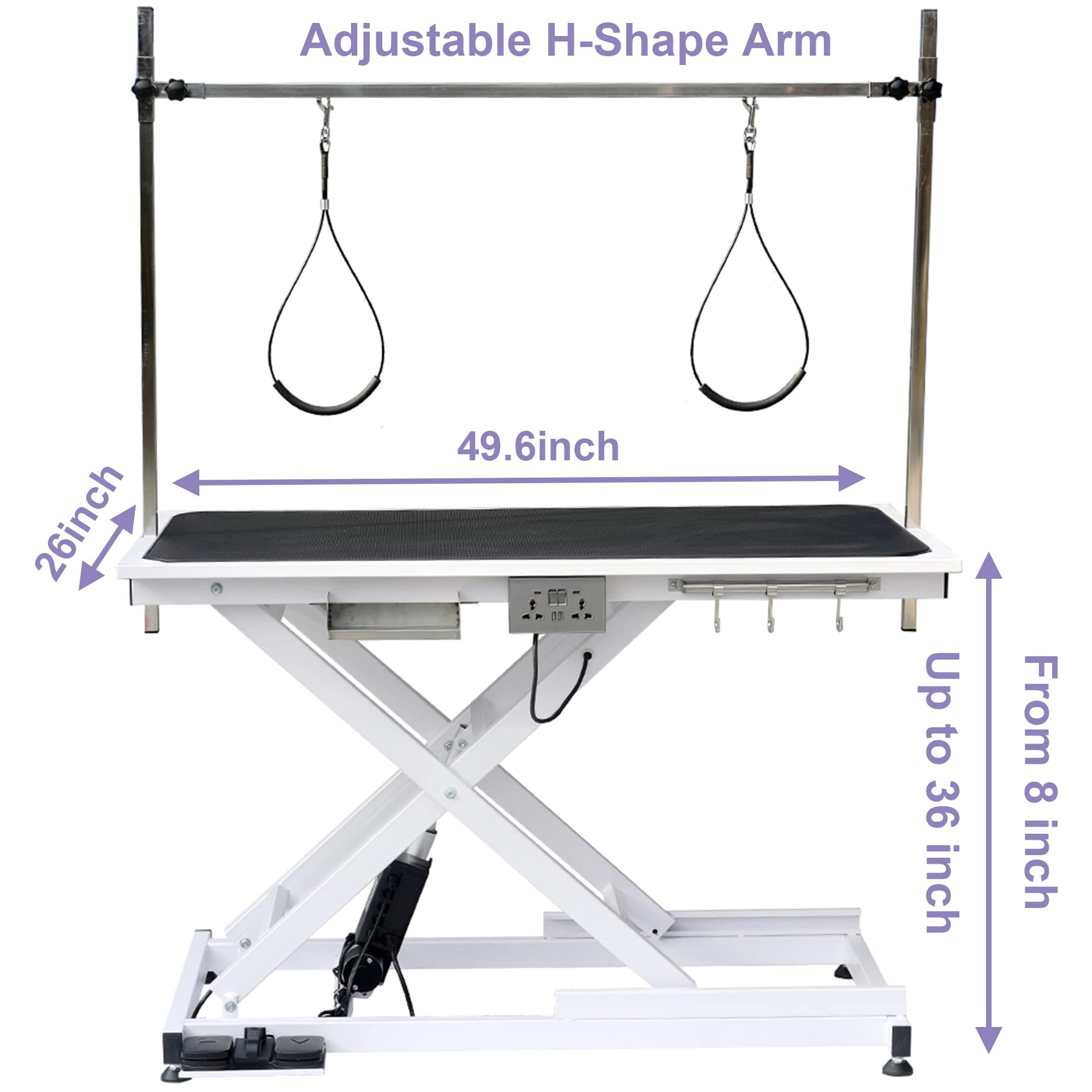 TRODEP Electric Pet Grooming Table for Large Dogs, Heavy Duty Professional X Lift Dog Grooming Table with Anti-Static Non-Slip Rubber Tabletop, 2 Nooses & Clamps & Arms, 250lbs Capacity, 50'' - WoodArtSupply